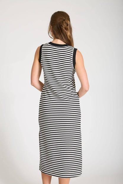 Striped Henley Midi Dress