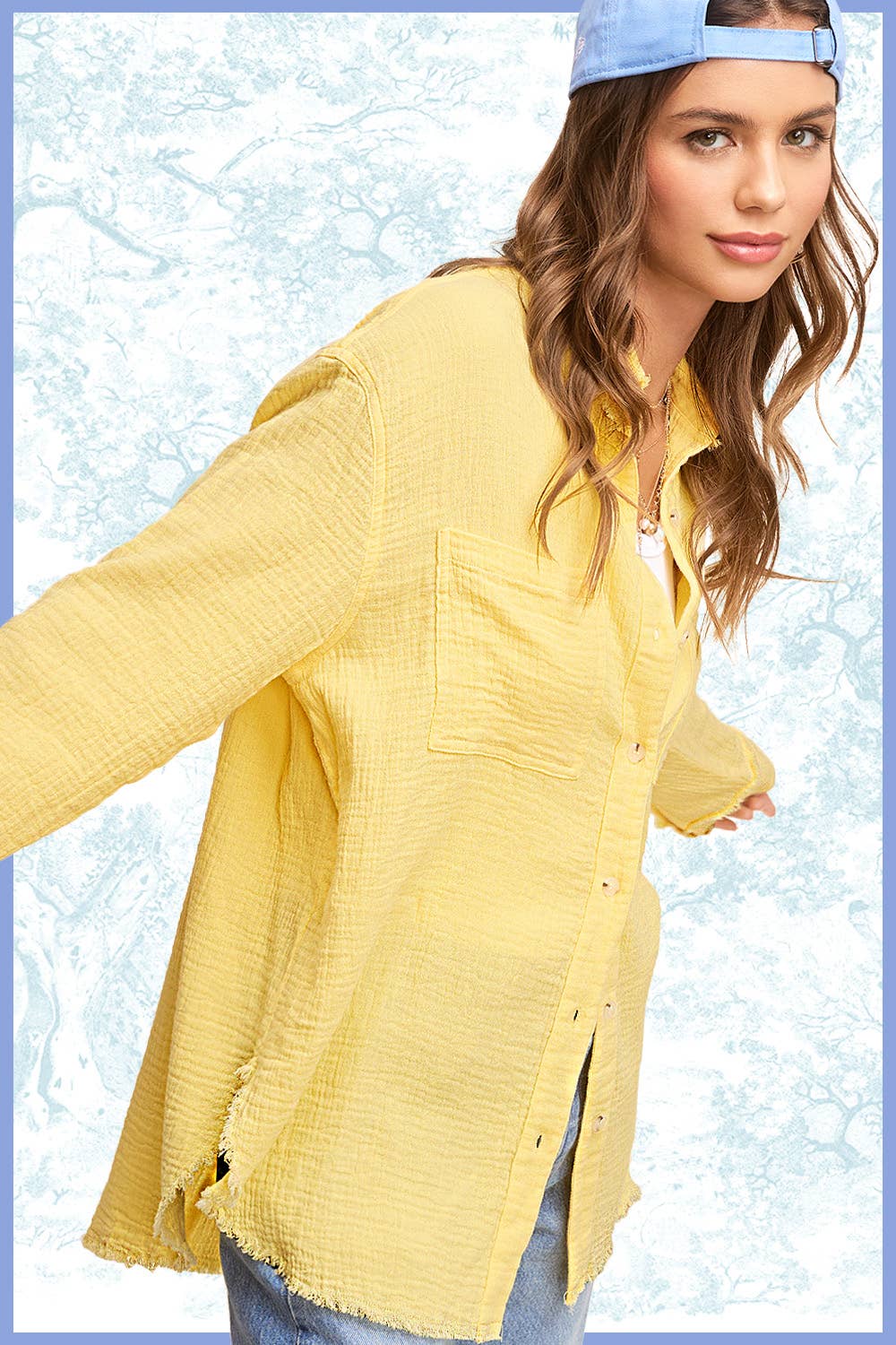 Washed Crinkled Gauze Button Down Shirt