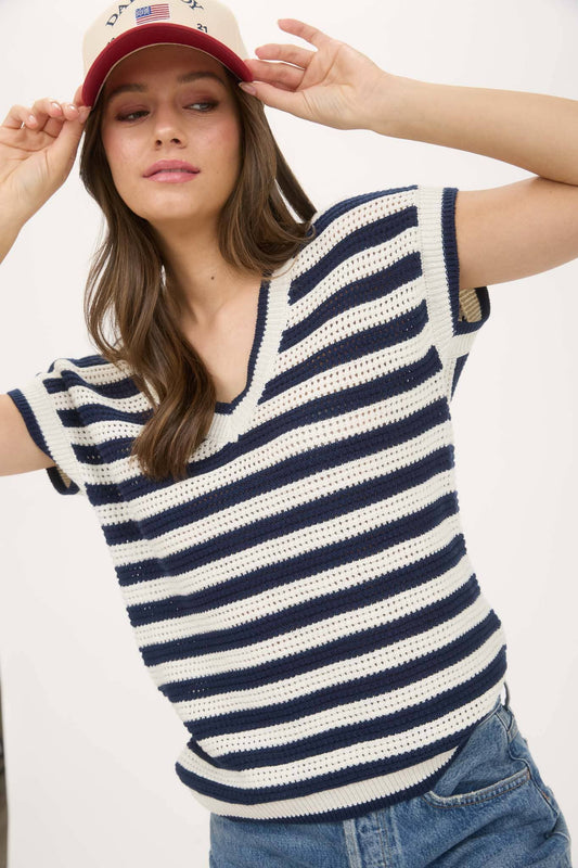 Striped Crochet Top