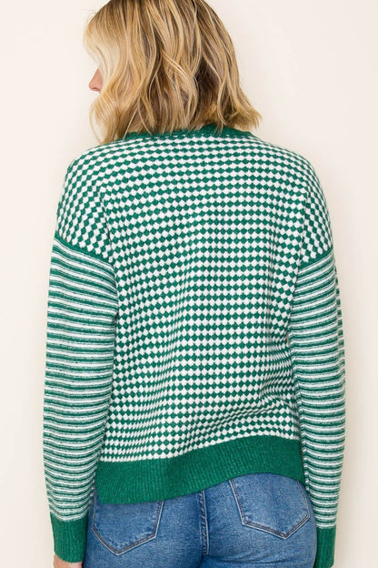 Checkered Sage Sweater