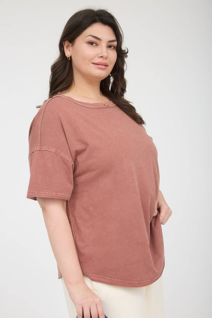 Exposed Seam round Neck Tee