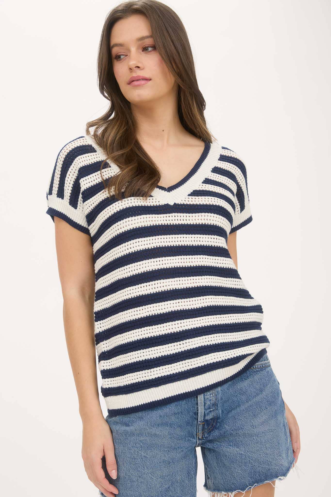 Striped Crochet Top- NO RETURN