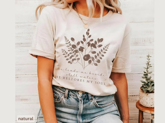 "He Leads Me" Graphic Tee