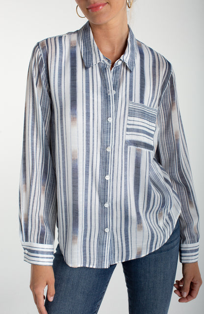 Striped Button Up Chambray