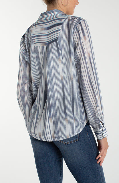 Striped Button Up Chambray