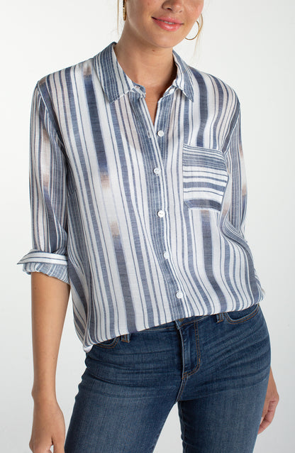 Striped Button Up Chambray