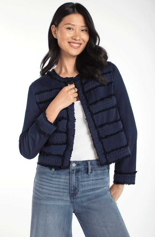 Frayed Collarless Jacket