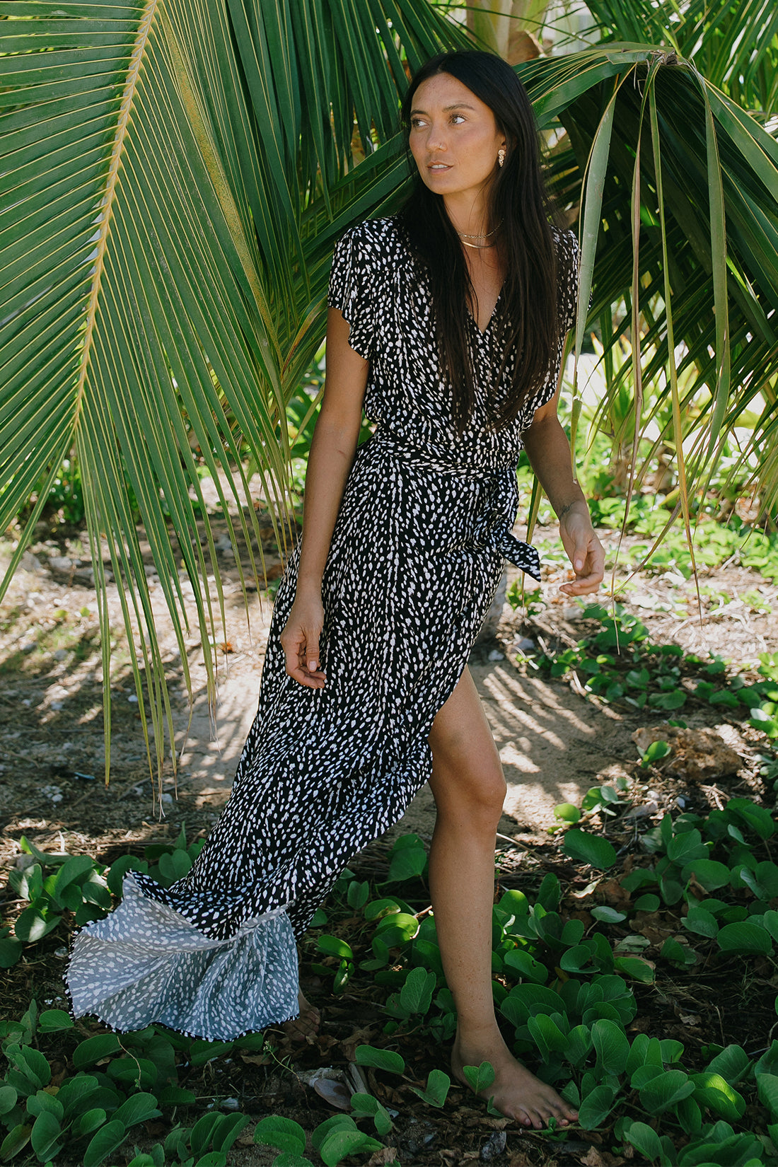Printed Maxi Wrap Dress