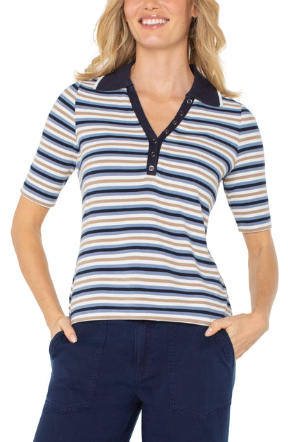 Shirred Striped Top