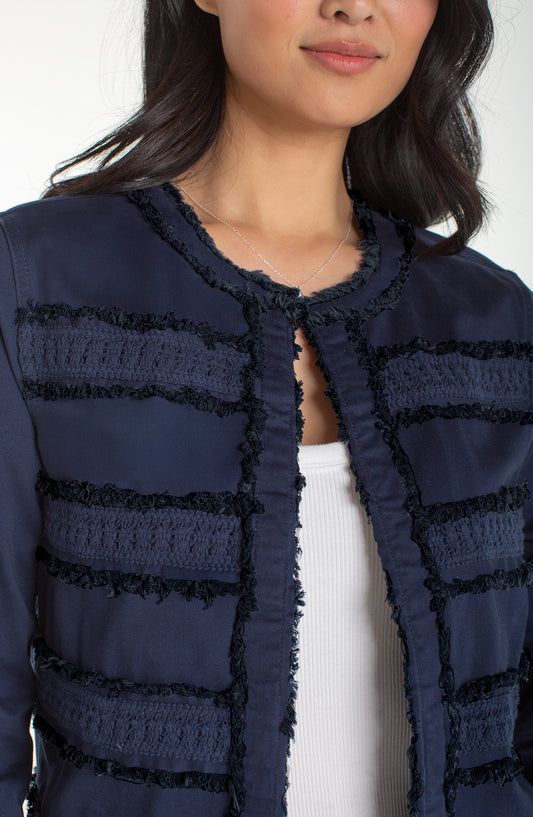 Frayed Collarless Jacket