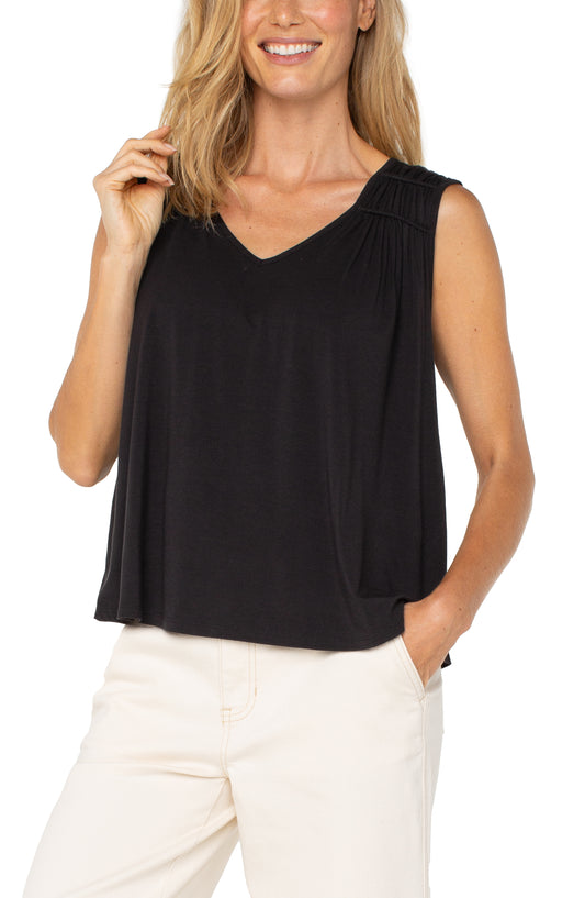Shirred Detail Knit Tank
