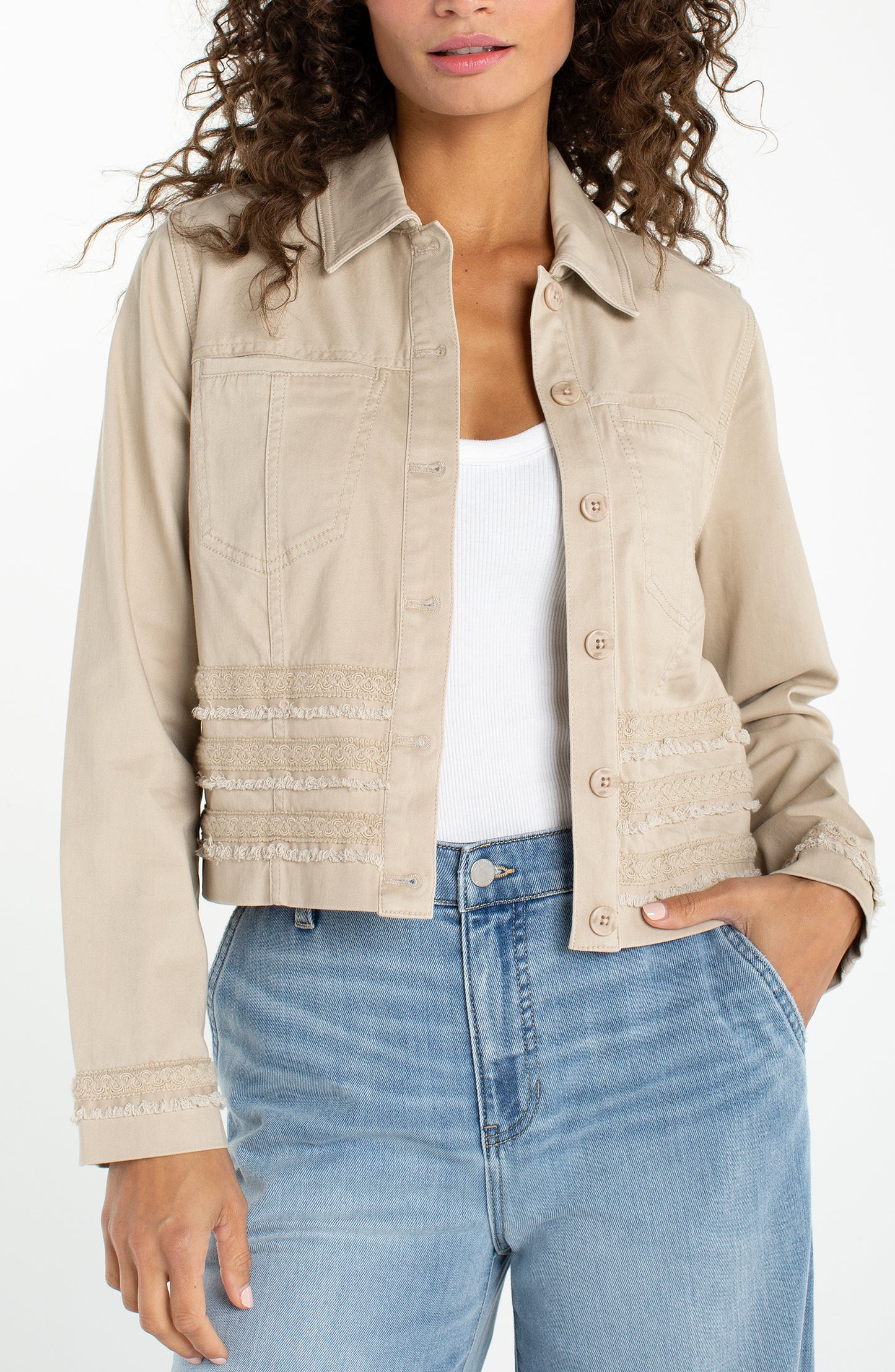 Trucker Jacket w/ Fray and Lace